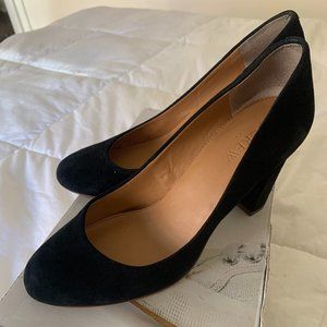 J.Crew Black Suede Round Toe Classic Pump Heels